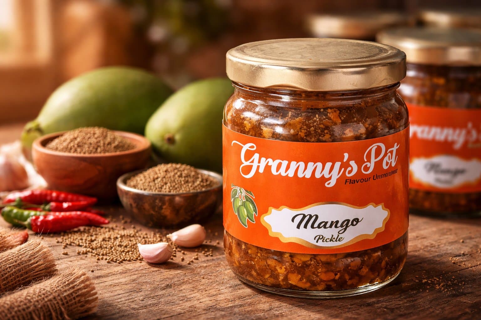 Granny's Pot hero background with authentic pickle jar
